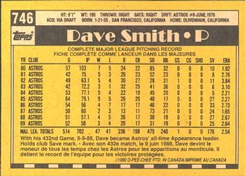 1990 O-Pee-Chee #746 Dave Smith Back