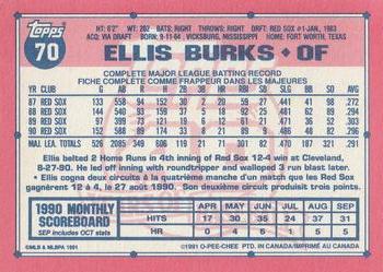1991 O-Pee-Chee #70 Ellis Burks Back