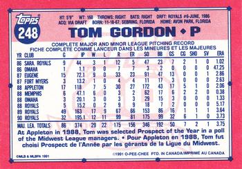 1991 O-Pee-Chee #248 Tom Gordon Back