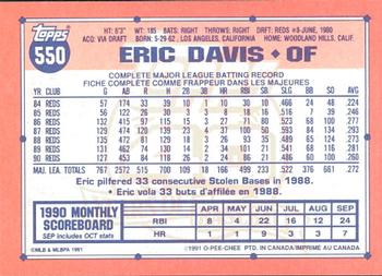 1991 O-Pee-Chee #550 Eric Davis Back