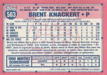 1991 O-Pee-Chee #563 Brent Knackert Back