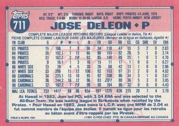 1991 O-Pee-Chee #711 Jose DeLeon Back