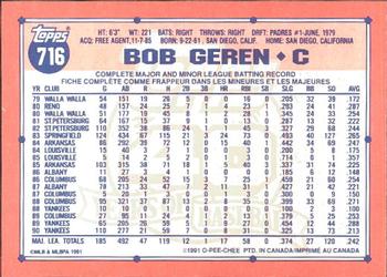 1991 O-Pee-Chee #716 Bob Geren Back