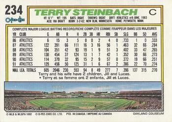 1992 O-Pee-Chee #234 Terry Steinbach Back