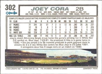 1992 O-Pee-Chee #302 Joey Cora Back