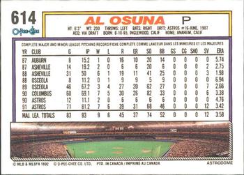 1992 O-Pee-Chee #614 Al Osuna Back