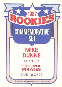 1988 Topps - Glossy Rookies #16 Mike Dunne Back