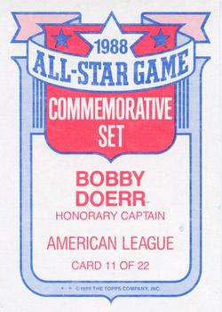 1989 Topps - Glossy All-Stars #11 Bobby Doerr Back