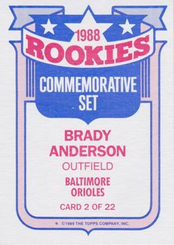 1989 Topps - Glossy Rookies #2 Brady Anderson Back