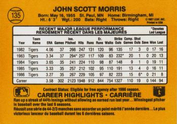 1987 Leaf #135 Jack Morris Back