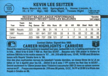 1988 Leaf #105 Kevin Seitzer Back