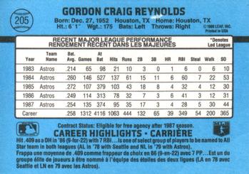 1988 Leaf #205 Craig Reynolds Back