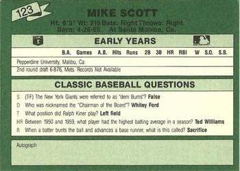 1987 Classic Update Yellow/Green Backs #123 Mike Scott Back