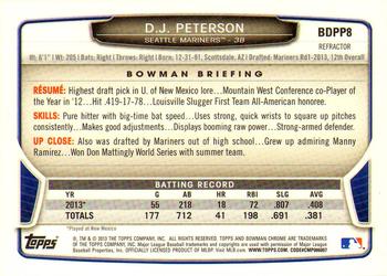 2013 Bowman Draft Picks & Prospects - Chrome Draft Picks Refractors #BDPP8 D.J. Peterson Back