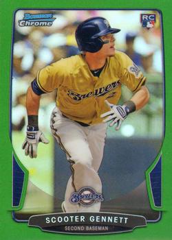 2013 Bowman Draft Picks & Prospects - Chrome Green Refractors #27 Scooter Gennett Front