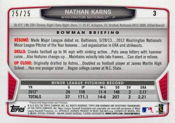 2013 Bowman Draft Picks & Prospects - Red Ice #3 Nathan Karns Back