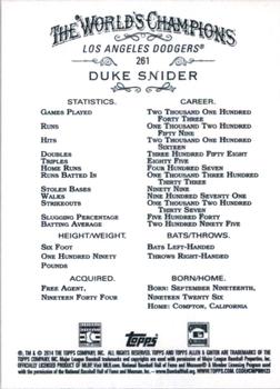 2014 Topps Allen & Ginter #261 Duke Snider Back