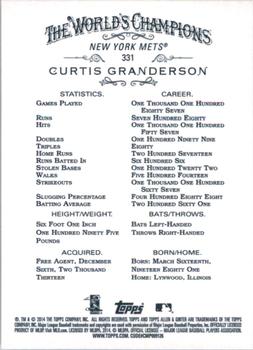 2014 Topps Allen & Ginter #331 Curtis Granderson Back