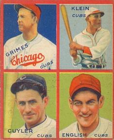 1935 Goudey 4-in-1 (R321) #NNO Burleigh Grimes / Chuck Klein / Kiki Cuyler / Woody English Front