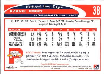 2013 Grandstand Portland Sea Dogs #NNO Rafael Perez Back