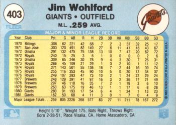 1982 Fleer #403 Jim Wohlford Back