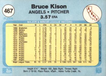 1982 Fleer #467 Bruce Kison Back