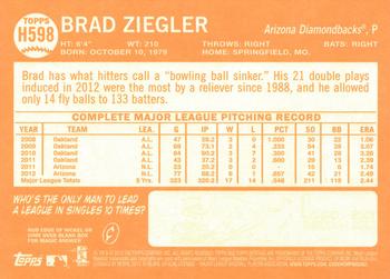 2013 Topps Heritage High Number #H598 Brad Ziegler Back