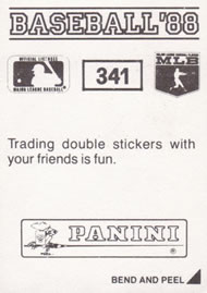 1988 Panini Stickers #341 Mets Team Leaders Back