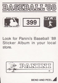 1988 Panini Stickers #399 Lance McCullers Back