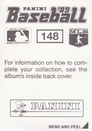 1989 Panini Stickers #148 Bruce Ruffin Back