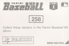 1989 Panini Stickers #258 Orioles Script Back