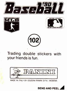 1990 Panini Stickers #102 Rob Deer Back