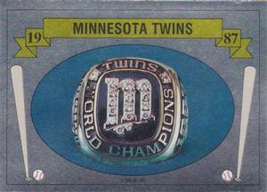 1990 Panini Stickers #190 1987 World Series Ring Front