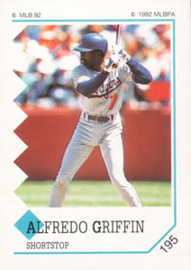 1992 Panini Stickers #195 Alfredo Griffin Front