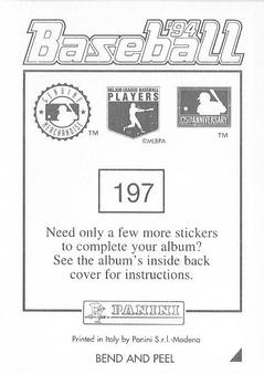 1994 Panini Stickers #197 Brett Butler Back