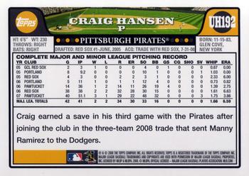 2008 Topps Updates & Highlights #UH192 Craig Hansen Back