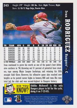 1997 Collector's Choice #243 Ivan Rodriguez Back