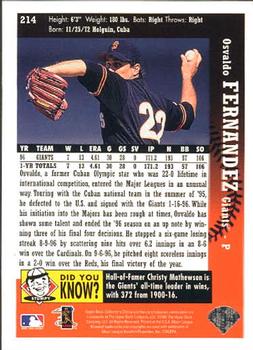 1997 Collector's Choice #214 Osvaldo Fernandez Back