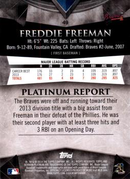 2014 Bowman Platinum #49 Freddie Freeman Back