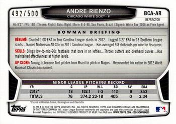 2013 Bowman Chrome - Prospects Autographs Refractor #BCA-AR Andre Rienzo Back