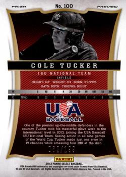 2013 Panini USA Baseball - Select Preview Blue Prizms #100 Cole Tucker Back