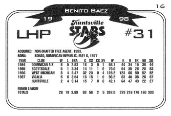 1998 Huntsville Stars #16 Benito Baez Back