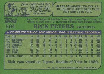 1982 Topps #504 Rick Peters Back
