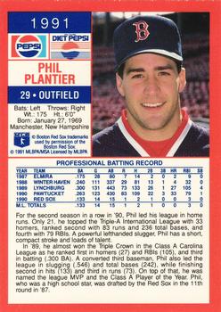 1991 Pepsi Boston Red Sox #NNO Phil Plantier Back