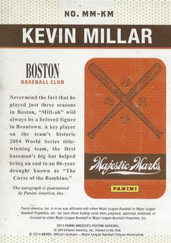 2013 Panini America's Pastime - Majestic Marks #MM-KM Kevin Millar Back