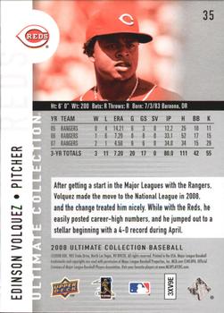 2008 Upper Deck Ultimate Collection #35 Edinson Volquez Back