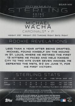 2013 Bowman Sterling - Rookie Autographs Blue Refractors #BSAR-MW Michael Wacha Back