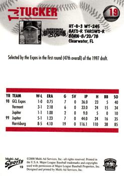 2000 Multi-Ad Harrisburg Senators #19 T.J. Tucker Back