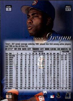 1997 Flair Showcase - Flair Showcase Row 1 (Grace) #37 Tony Gwynn Back