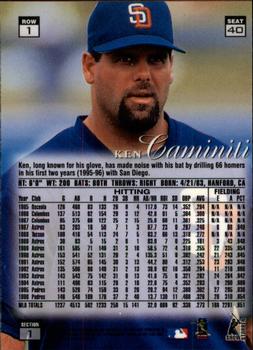 1997 Flair Showcase - Flair Showcase Row 1 (Grace) #40 Ken Caminiti Back